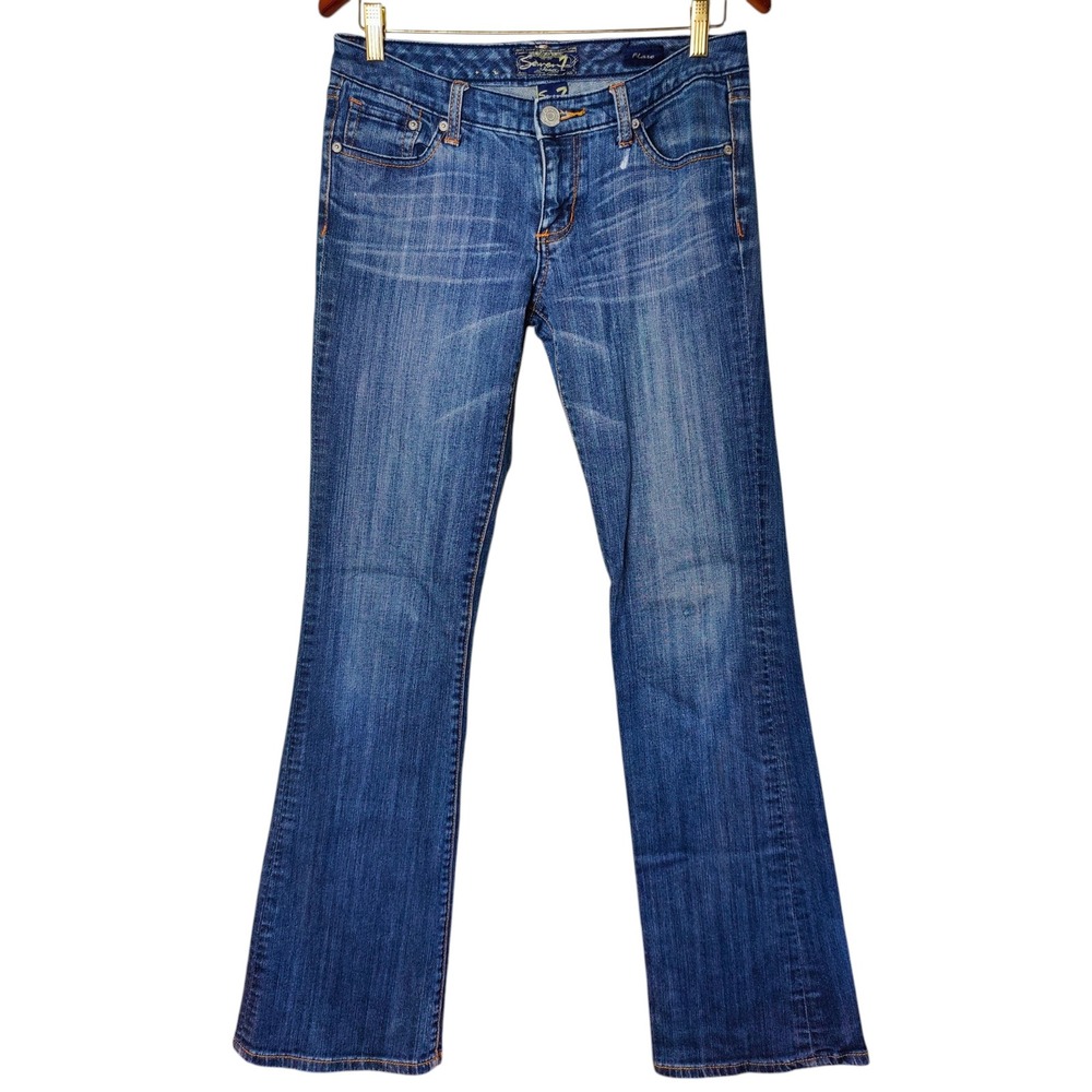 Seven7 Flare Bootcut Low Rise Denim Jeans Stretch Blue Sz 29 Y2K 2000s Indie